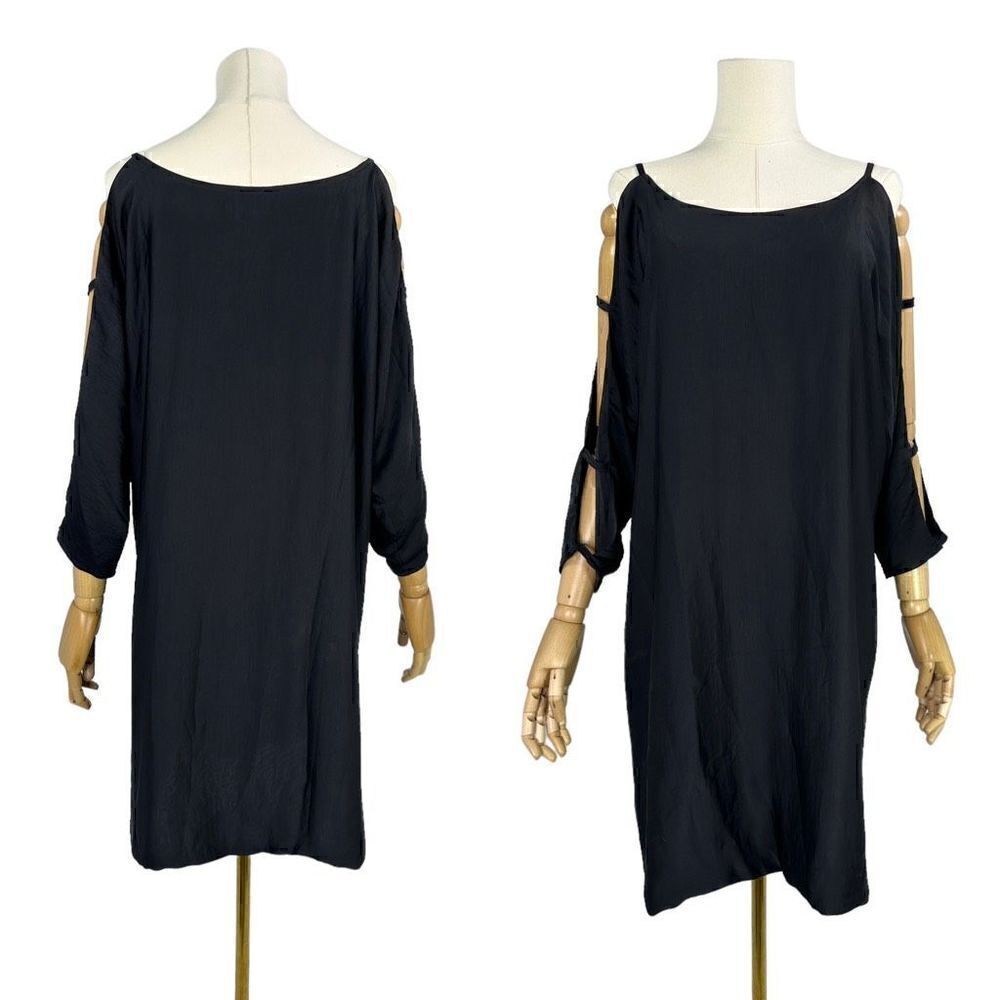 HATCH Maternity Contemporary  Minimalist Cut Out Dolman Sleeve Black Shift Dress